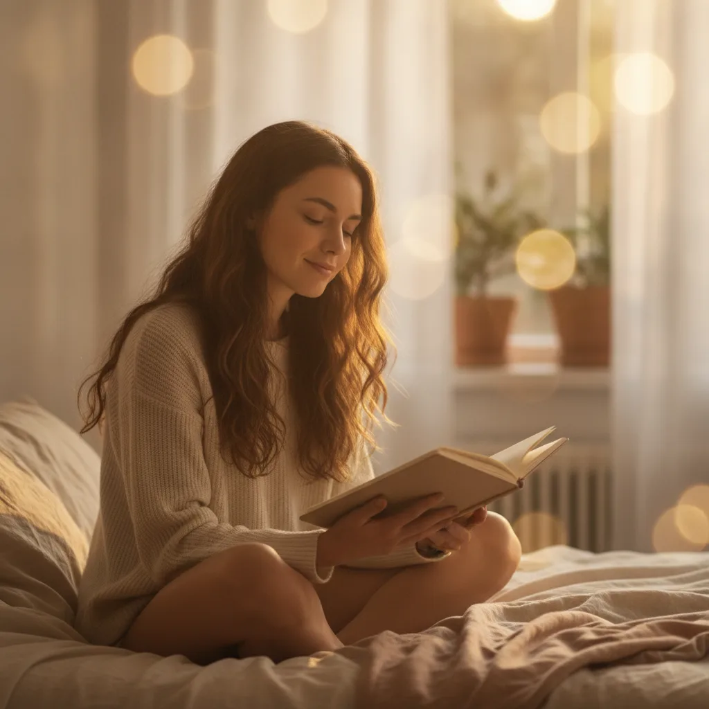 Woman in a serene morning ritual