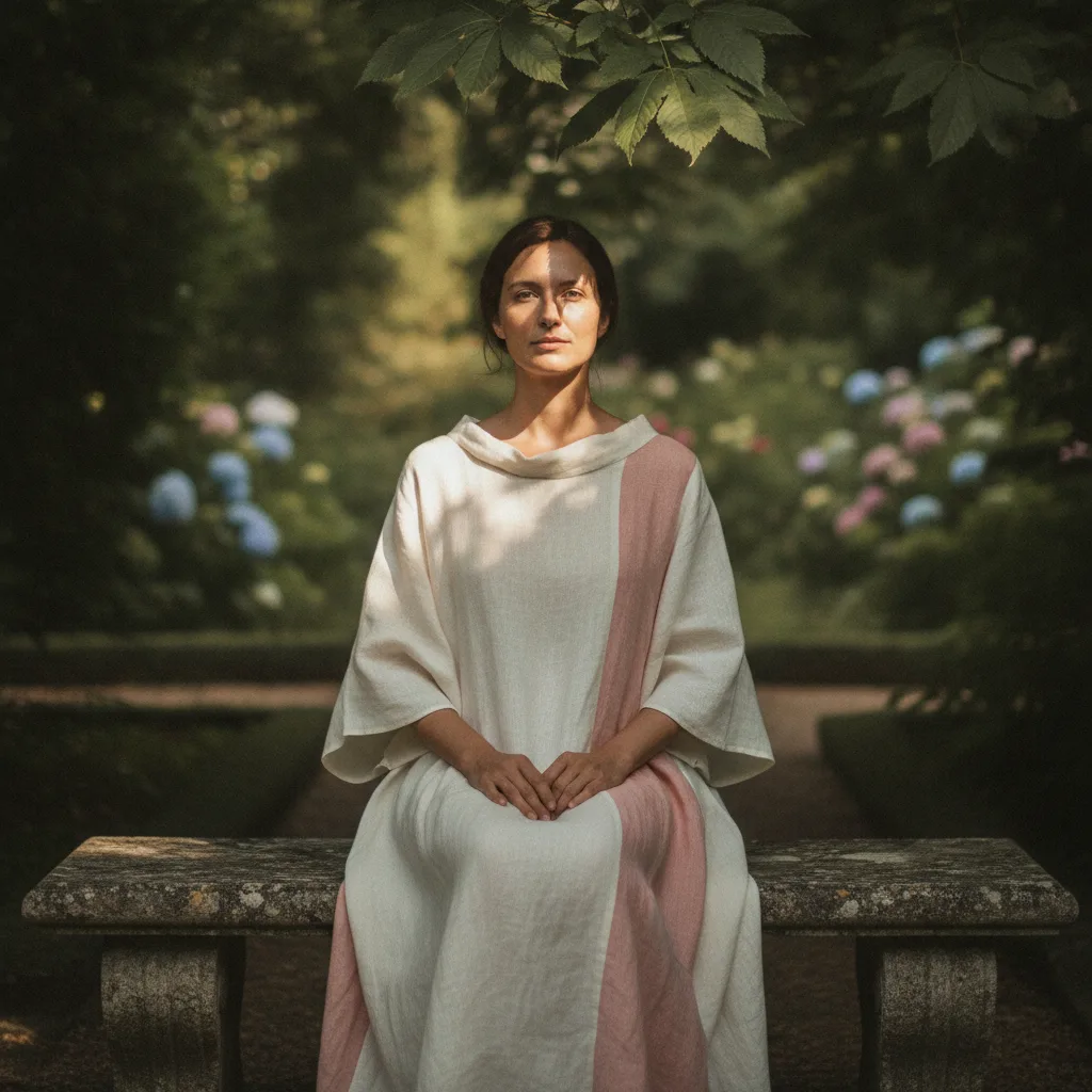 Woman sitting calm and centered outdoors